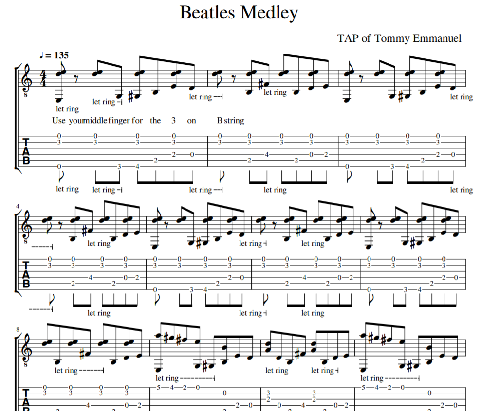Beatles Medley guitar
